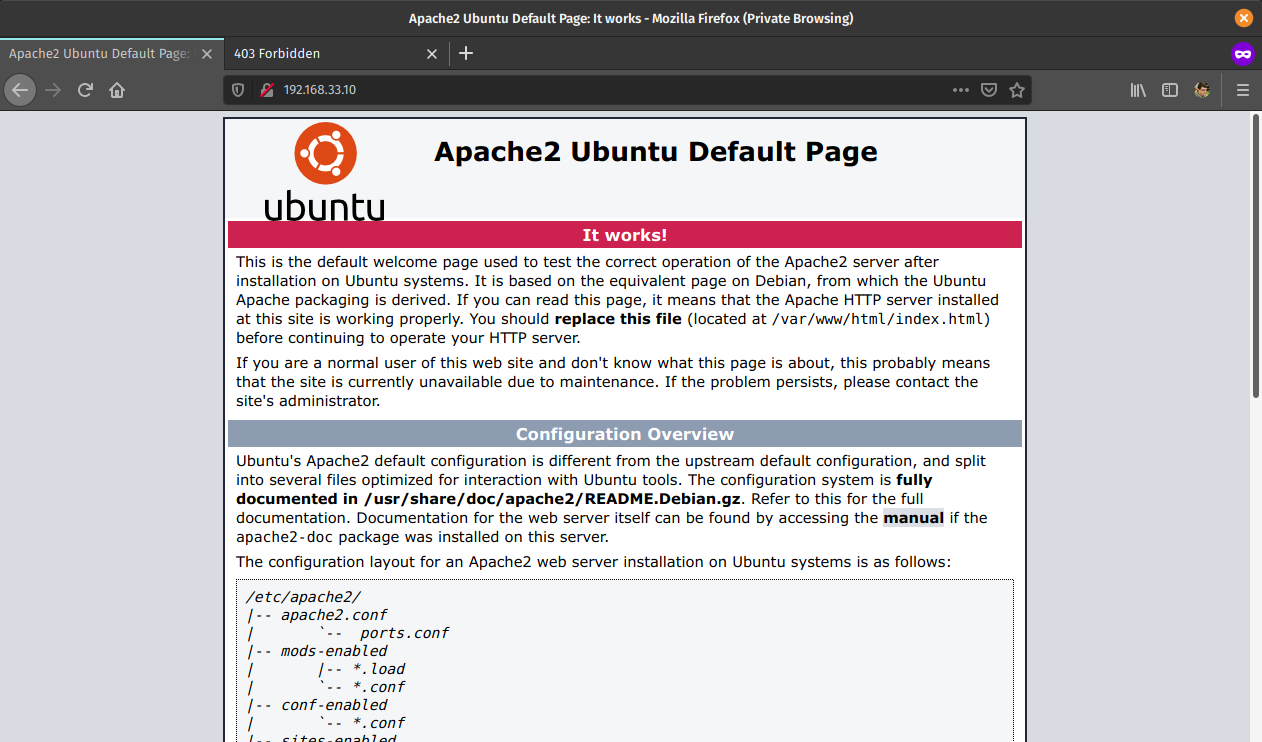 The Apache2 Ubuntu default page